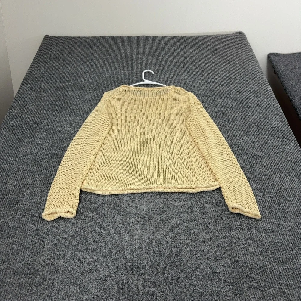 Banana Republic Sweater Womens M Yellow Linen Knit Crewneck Casual Minimalist